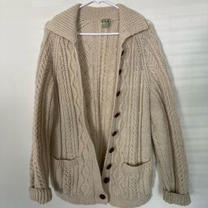 1960’s Aran Cardigan. 100% pure Irish wool - made in Ireland. Fisherman’s knit.